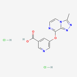 molecular formula C12H11Cl2N5O3 B2880688 5-({3-甲基-[1,2,4]三唑并[4,3-a]哒嗪-8-基}氧基)吡啶-3-甲酸二盐酸盐 CAS No. 1421604-98-9