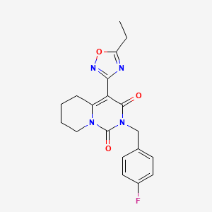 molecular formula C19H19FN4O3 B2880691 4-(5-ethyl-1,2,4-oxadiazol-3-yl)-2-(4-fluorobenzyl)-5,6,7,8-tetrahydro-1H-pyrido[1,2-c]pyrimidine-1,3(2H)-dione CAS No. 1775468-46-6