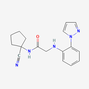 molecular formula C17H19N5O B2880700 N-(1-cyanocyclopentyl)-2-{[2-(1H-pyrazol-1-yl)phenyl]amino}acetamide CAS No. 1241318-32-0