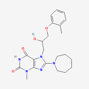 molecular formula C22H29N5O4 B2880707 8-(azepan-1-yl)-7-(2-hydroxy-3-(o-tolyloxy)propyl)-3-methyl-1H-purine-2,6(3H,7H)-dione CAS No. 330202-14-7