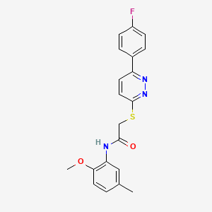 molecular formula C20H18FN3O2S B2880733 2-[6-(4-fluorophenyl)pyridazin-3-yl]sulfanyl-N-(2-methoxy-5-methylphenyl)acetamide CAS No. 896048-33-2