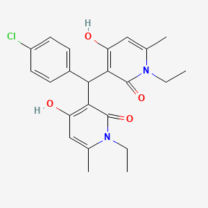 molecular formula C23H25ClN2O4 B2880740 3,3'-((4-chlorophenyl)methylene)bis(1-ethyl-4-hydroxy-6-methylpyridin-2(1H)-one) CAS No. 883089-78-9
