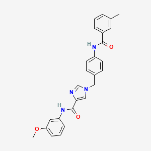 molecular formula C26H24N4O3 B2880761 N-(3-甲氧基苯基)-1-(4-(3-甲基苯酰胺)苄基)-1H-咪唑-4-甲酰胺 CAS No. 1251621-47-2