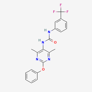 molecular formula C20H17F3N4O2 B2880765 1-(4,6-Dimethyl-2-phenoxypyrimidin-5-yl)-3-(3-(trifluoromethyl)phenyl)urea CAS No. 1795489-66-5