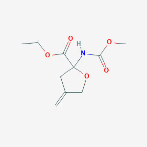 molecular formula C10H15NO5 B288077 Ethyl 2-[(methoxycarbonyl)amino]-4-methylenetetrahydro-2-furancarboxylate 