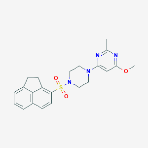 molecular formula C22H24N4O3S B2880775 4-(4-((1,2-二氢芴-3-基)磺酰基)哌嗪-1-基)-6-甲氧基-2-甲基嘧啶 CAS No. 946232-41-3
