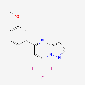 molecular formula C15H12F3N3O B2880779 5-(3-Methoxyphenyl)-2-methyl-7-(trifluoromethyl)pyrazolo[1,5-a]pyrimidine CAS No. 680199-98-8