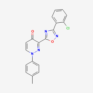 molecular formula C19H13ClN4O2 B2880780 3-(3-(2-chlorophenyl)-1,2,4-oxadiazol-5-yl)-1-(p-tolyl)pyridazin-4(1H)-one CAS No. 1112339-11-3