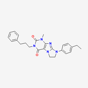 molecular formula C25H27N5O2 B2880786 6-(4-Ethylphenyl)-4-methyl-2-(3-phenylpropyl)-7,8-dihydropurino[7,8-a]imidazole-1,3-dione CAS No. 872842-82-5