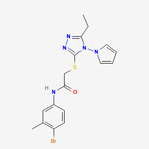 molecular formula C17H18BrN5OS B2880788 N-(4-溴-3-甲基苯基)-2-{[5-乙基-4-(1H-吡咯-1-基)-4H-1,2,4-三唑-3-基]硫代}乙酰胺 CAS No. 898496-28-1