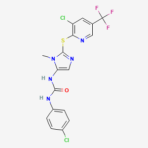 molecular formula C17H12Cl2F3N5OS B2880795 N-(4-Chlorophenyl)-N'-(2-((3-chloro-5-(trifluoromethyl)-2-pyridinyl)sulfanyl)-1-methyl-1H-imidazol-5-yl)urea CAS No. 339096-85-4