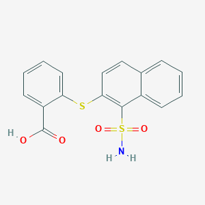 molecular formula C17H13NO4S2 B288080 2-{[1-(Aminosulfonyl)-2-naphthyl]sulfanyl}benzoic acid 