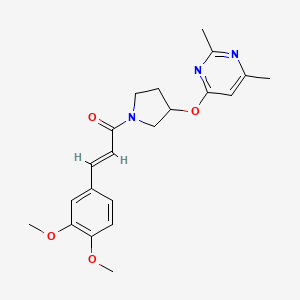 molecular formula C21H25N3O4 B2880806 (2E)-3-(3,4-二甲氧基苯基)-1-{3-[(2,6-二甲基嘧啶-4-基)氧代]吡咯烷-1-基}丙-2-烯-1-酮 CAS No. 2097941-30-3