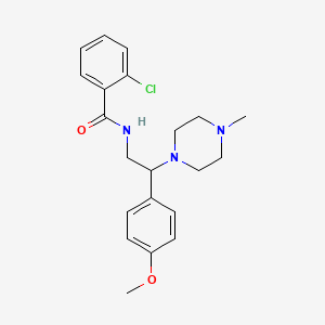 molecular formula C21H26ClN3O2 B2880811 2-氯-N-(2-(4-甲氧基苯基)-2-(4-甲基哌嗪-1-基)乙基)苯甲酰胺 CAS No. 903340-91-0