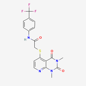 molecular formula C18H15F3N4O3S B2880812 2-((1,3-dimethyl-2,4-dioxo-1,2,3,4-tetrahydropyrido[2,3-d]pyrimidin-5-yl)thio)-N-(4-(trifluoromethyl)phenyl)acetamide CAS No. 900005-57-4