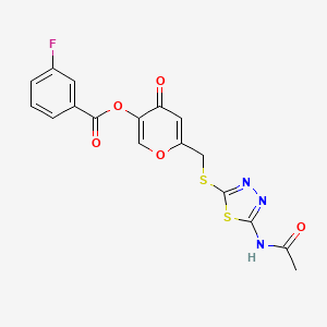 6-(((5-acetamido-1,3,4-thiadiazol-2-yl)thio)methyl)-4-oxo-4H-pyran-3-yl 3-fluorobenzoate