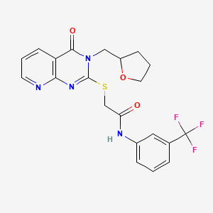 molecular formula C21H19F3N4O3S B2880816 2-((4-oxo-3-((tetrahydrofuran-2-yl)methyl)-3,4-dihydropyrido[2,3-d]pyrimidin-2-yl)thio)-N-(3-(trifluoromethyl)phenyl)acetamide CAS No. 902950-14-5