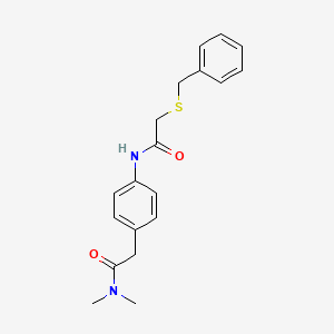 molecular formula C19H22N2O2S B2880821 2-(4-(2-(benzylthio)acetamido)phenyl)-N,N-dimethylacetamide CAS No. 1206989-44-7