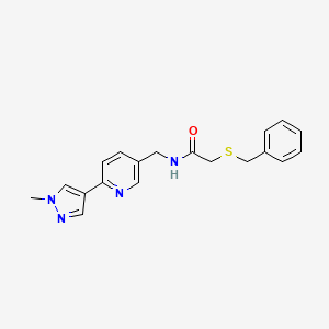 molecular formula C19H20N4OS B2880822 2-(benzylthio)-N-((6-(1-methyl-1H-pyrazol-4-yl)pyridin-3-yl)methyl)acetamide CAS No. 2034383-87-2