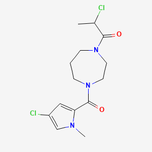 molecular formula C14H19Cl2N3O2 B2880826 2-Chloro-1-[4-(4-chloro-1-methylpyrrole-2-carbonyl)-1,4-diazepan-1-yl]propan-1-one CAS No. 2411226-31-6