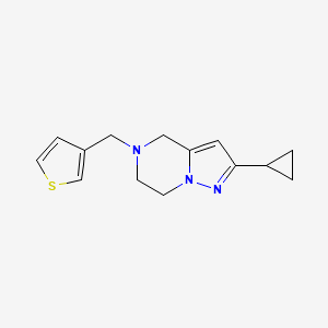 molecular formula C14H17N3S B2880846 2-Cyclopropyl-5-(thiophen-3-ylmethyl)-4,5,6,7-tetrahydropyrazolo[1,5-a]pyrazine CAS No. 2034602-77-0