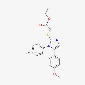 molecular formula C21H22N2O3S B2880864 ethyl 2-((5-(4-methoxyphenyl)-1-(p-tolyl)-1H-imidazol-2-yl)thio)acetate CAS No. 1206987-16-7
