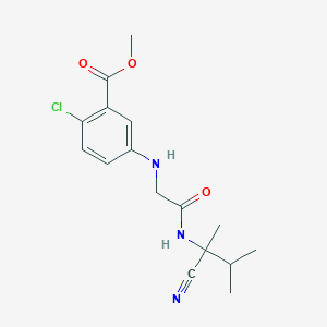 molecular formula C16H20ClN3O3 B2880875 Methyl 2-chloro-5-({[(1-cyano-1,2-dimethylpropyl)carbamoyl]methyl}amino)benzoate CAS No. 1181877-59-7