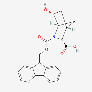 molecular formula C22H21NO5 B2880876 (1R,3R,4S,6R)-2-(9H-Fluoren-9-ylmethoxycarbonyl)-6-hydroxy-2-azabicyclo[2.2.1]heptane-3-carboxylic acid CAS No. 2287236-85-3