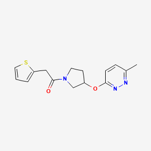 molecular formula C15H17N3O2S B2880882 1-(3-((6-Methylpyridazin-3-yl)oxy)pyrrolidin-1-yl)-2-(thiophen-2-yl)ethanone CAS No. 2034481-95-1