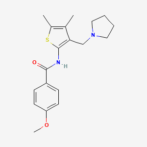 molecular formula C19H24N2O2S B2880884 N-[4,5-dimethyl-3-(pyrrolidin-1-ylmethyl)thiophen-2-yl]-4-methoxybenzamide CAS No. 690641-60-2