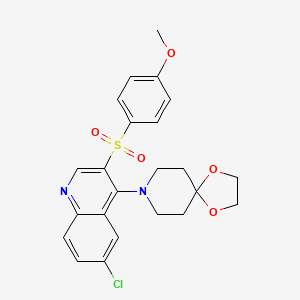 molecular formula C23H23ClN2O5S B2880895 6-氯-4-(1,4-二氧杂-8-氮杂螺[4.5]癸-8-基)-3-[(4-甲氧苯基)磺酰基]喹啉 CAS No. 867040-36-6