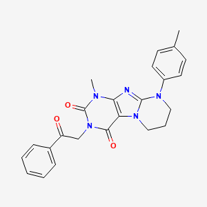 molecular formula C24H23N5O3 B2880906 1-甲基-3-(2-氧代-2-苯乙基)-9-(对甲苯基)-6,7,8,9-四氢吡啶并[2,1-f]嘌呤-2,4(1H,3H)-二酮 CAS No. 846594-83-0