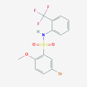 molecular formula C14H11BrF3NO3S B288093 5-bromo-2-methoxy-N-[2-(trifluoromethyl)phenyl]benzenesulfonamide 