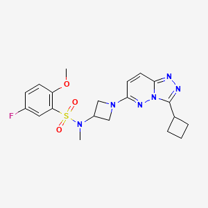 molecular formula C20H23FN6O3S B2880935 N-(1-(3-环丁基-[1,2,4]三唑并[4,3-b]哒嗪-6-基)氮杂环丁-3-基)-5-氟-2-甲氧基-N-甲基苯磺酰胺 CAS No. 2319719-05-4