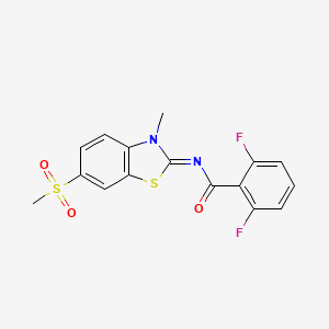 molecular formula C16H12F2N2O3S2 B2880937 2,6-difluoro-N-(3-methyl-6-methylsulfonyl-1,3-benzothiazol-2-ylidene)benzamide CAS No. 683237-91-4