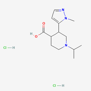 3-(2-Methylpyrazol-3-yl)-1-propan-2-ylpiperidine-4-carboxylic acid;dihydrochloride