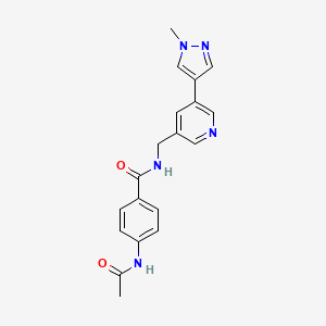 molecular formula C19H19N5O2 B2880945 4-acetamido-N-((5-(1-methyl-1H-pyrazol-4-yl)pyridin-3-yl)methyl)benzamide CAS No. 2034308-47-7