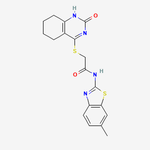 molecular formula C18H18N4O2S2 B2880961 N-(6-methylbenzo[d]thiazol-2-yl)-2-((2-oxo-1,2,5,6,7,8-hexahydroquinazolin-4-yl)thio)acetamide CAS No. 1001520-04-2