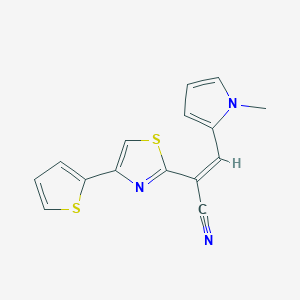 molecular formula C15H11N3S2 B2880980 (Z)-3-(1-methyl-1H-pyrrol-2-yl)-2-(4-(thiophen-2-yl)thiazol-2-yl)acrylonitrile CAS No. 325747-98-6
