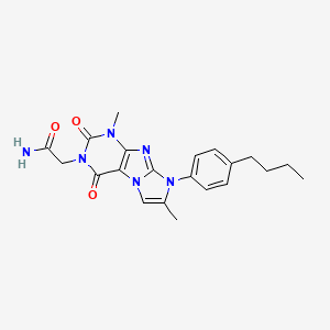 molecular formula C21H24N6O3 B2880986 2-(8-(4-butylphenyl)-1,7-dimethyl-2,4-dioxo-1H-imidazo[2,1-f]purin-3(2H,4H,8H)-yl)acetamide CAS No. 896304-07-7