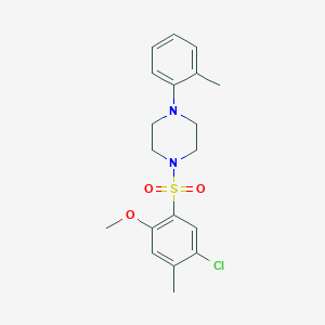 molecular formula C19H23ClN2O3S B288099 4-Chloro-5-methyl-2-{[4-(2-methylphenyl)-1-piperazinyl]sulfonyl}phenyl methyl ether 
