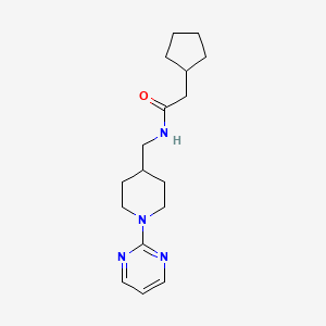 molecular formula C17H26N4O B2880996 2-环戊基-N-((1-(嘧啶-2-基)哌啶-4-基)甲基)乙酰胺 CAS No. 1235317-43-7