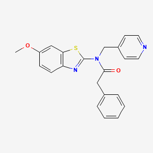 molecular formula C22H19N3O2S B2880997 N-(6-methoxybenzo[d]thiazol-2-yl)-2-phenyl-N-(pyridin-4-ylmethyl)acetamide CAS No. 923192-91-0