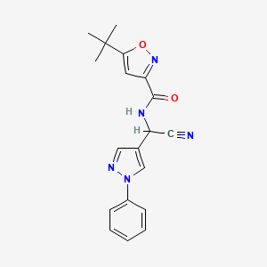 5-Tert-butyl-N-[cyano-(1-phenylpyrazol-4-yl)methyl]-1,2-oxazole-3-carboxamide