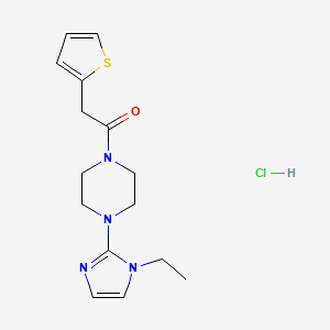 molecular formula C15H21ClN4OS B2881002 1-(4-(1-ethyl-1H-imidazol-2-yl)piperazin-1-yl)-2-(thiophen-2-yl)ethanone hydrochloride CAS No. 1190001-42-3