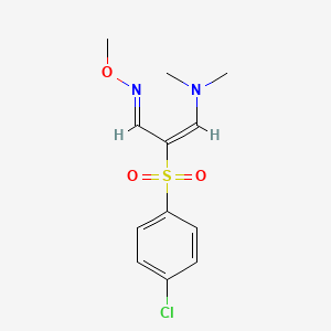 molecular formula C12H15ClN2O3S B2881005 2-[(4-氯苯基)磺酰基]-3-(二甲氨基)丙烯醛 O-甲基肟 CAS No. 338403-90-0