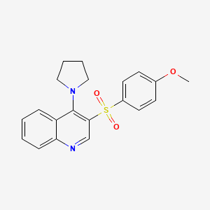molecular formula C20H20N2O3S B2881015 3-(4-甲氧基苯基)磺酰基-4-吡咯烷-1-基喹啉 CAS No. 872207-04-0