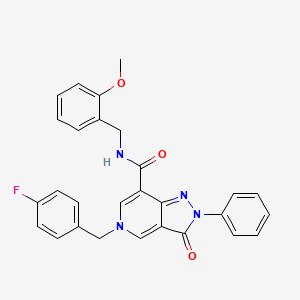 molecular formula C28H23FN4O3 B2881030 5-(4-fluorobenzyl)-N-(2-methoxybenzyl)-3-oxo-2-phenyl-3,5-dihydro-2H-pyrazolo[4,3-c]pyridine-7-carboxamide CAS No. 921830-85-5