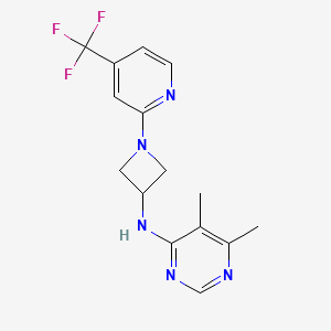 molecular formula C15H16F3N5 B2881032 5,6-Dimethyl-N-[1-[4-(trifluoromethyl)pyridin-2-yl]azetidin-3-yl]pyrimidin-4-amine CAS No. 2415562-51-3