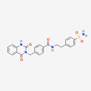 molecular formula C24H22N4O5S B2881042 N-{2-[4-(aminosulfonyl)phenyl]ethyl}-4-[(2,4-dioxo-1,4-dihydroquinazolin-3(2H)-yl)methyl]benzamide CAS No. 896374-21-3